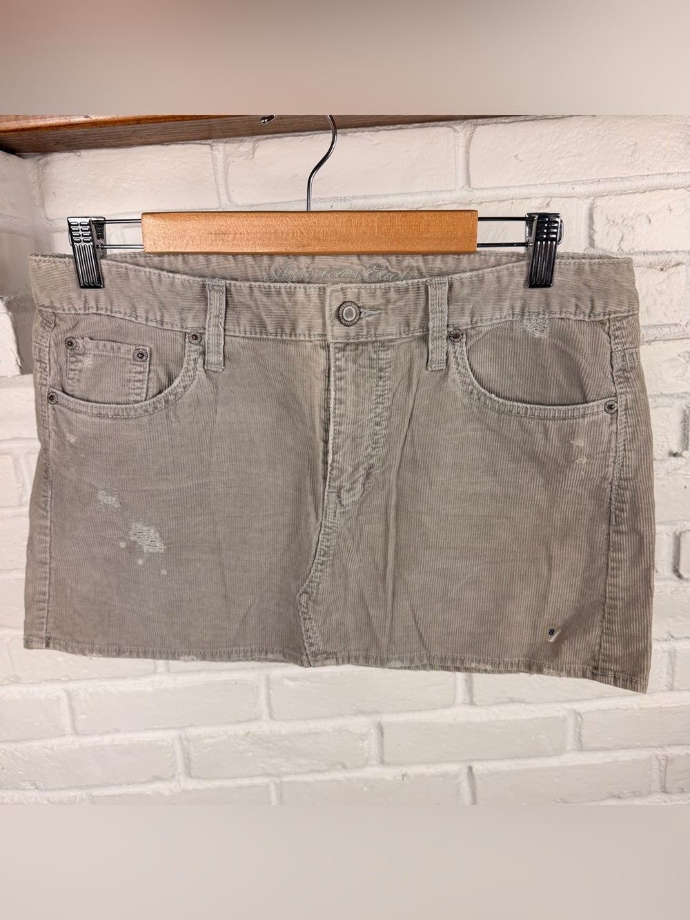 American‎ Eagle Taupe Corduroy Mini Skirt Size 8 Y2K Low Rise Skirt indie sleaze